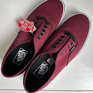 Vans Authentic Sneakers- Port Royale Red/Black, Size 7.5mens/9 womens